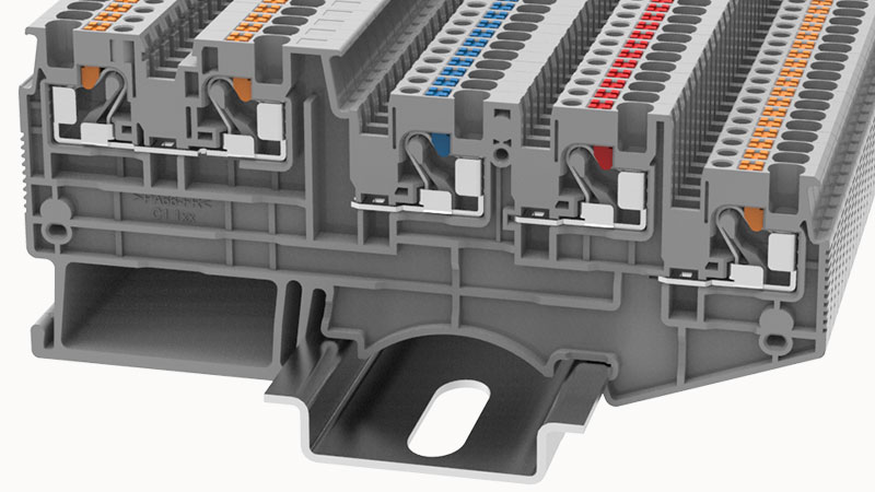 Многоконтактная клемма DSIO1.5/4-01P-11 - Многоконтактная клемма, тип фиксации провода: Push-in, номинальное сечение: 1.5 мм кв., 13,5A, 250V, ширина: 3,5 мм, цвет: серый, втычная перемычка, тип монтажа: DIN35
