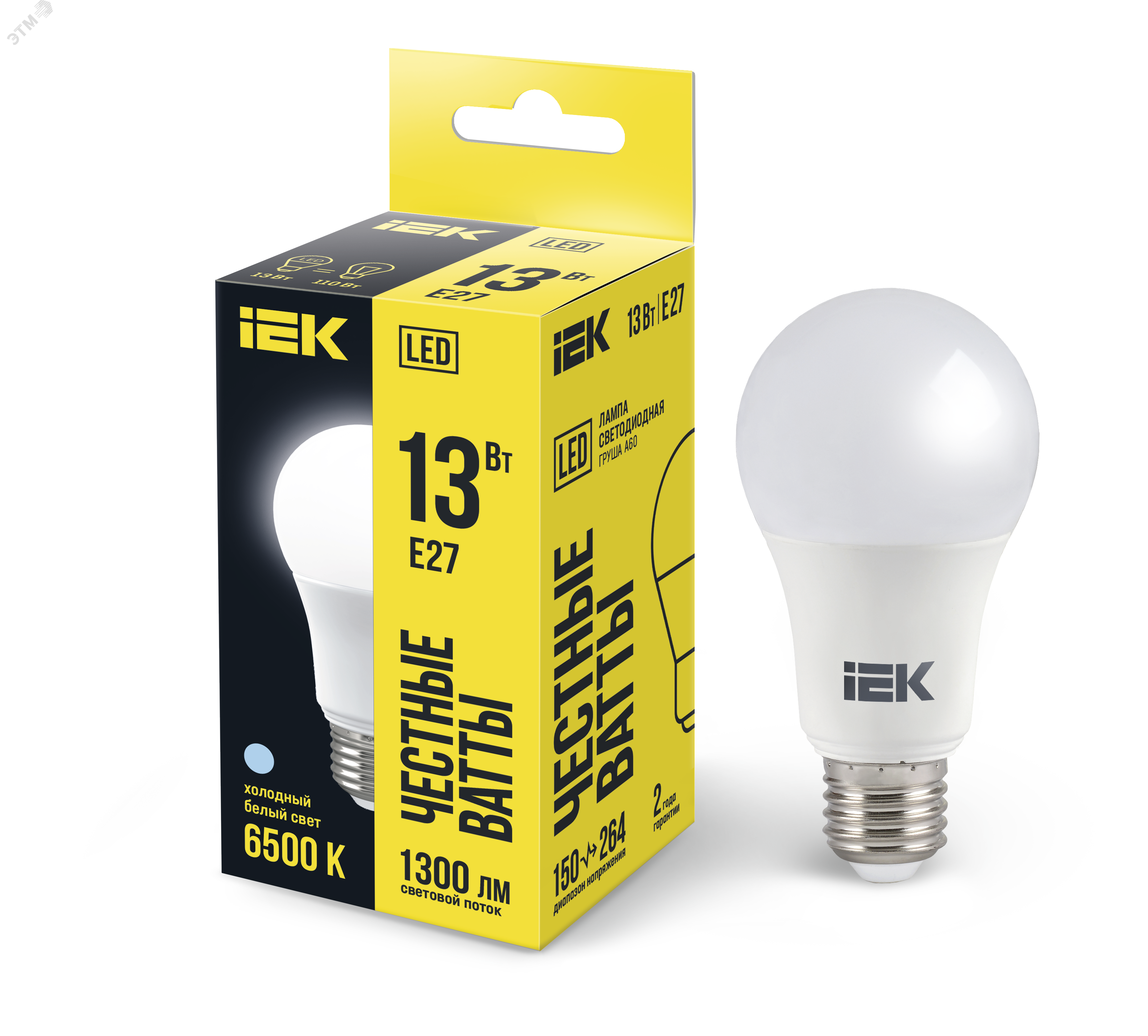 Лампа светодиодная ECO A60 13Вт грушевидная 230В 6500К E27 LLE-A60-13-230-65-E27