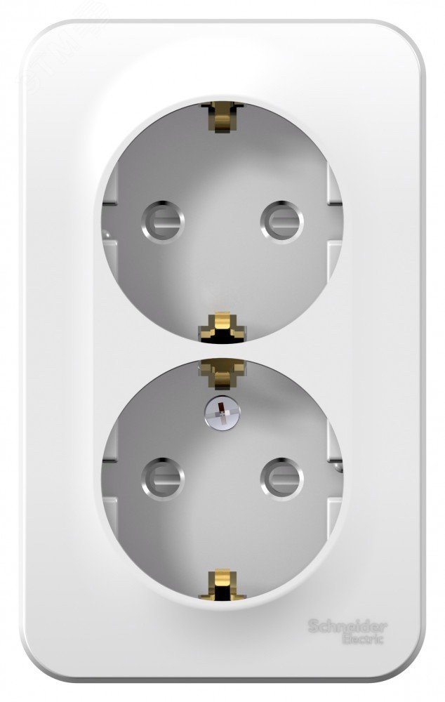 BLANCA О/У РОЗЕТКА двойная с заземл. со шторк. МОНТ.ПЛ.,16А, 250В, БЕЛЫЙ BLNRA011221