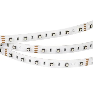 Лента MINI-F60-10mm 24V RGB (14.4 W/m, IP20, 3535, 5m) 022718(2) - Светодиодная гибкая лента MINI-F60, открытая IP20. Светодиоды 3535, 60 шт/м (300 шт на 5 м), белая плата 10 мм, скотч 3M. Цвет RGB, угол 120°. Питание 24V, мощность 14.4 Вт/м (72 Вт на 5 м