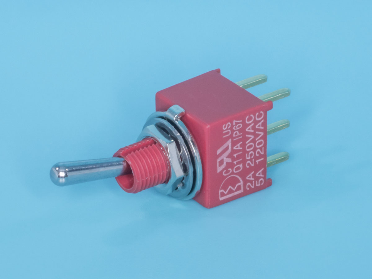 PST-132A - Тумблер мини 6 конт. DPDT (on-on) IP67 (B068ET)