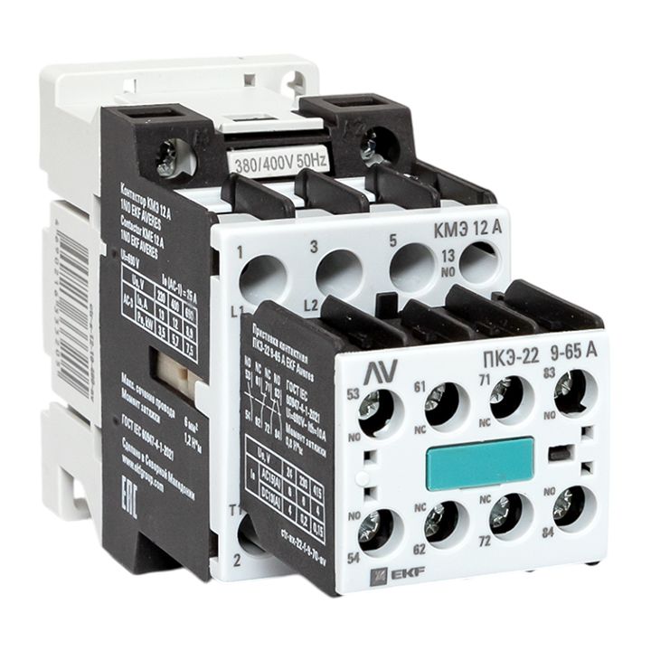 Комплект КМЭ 12А 1NO 400В с дополнительными контактами 2НО+2НЗ АС EKF AVERES ctr-s-12-10-400-av-22