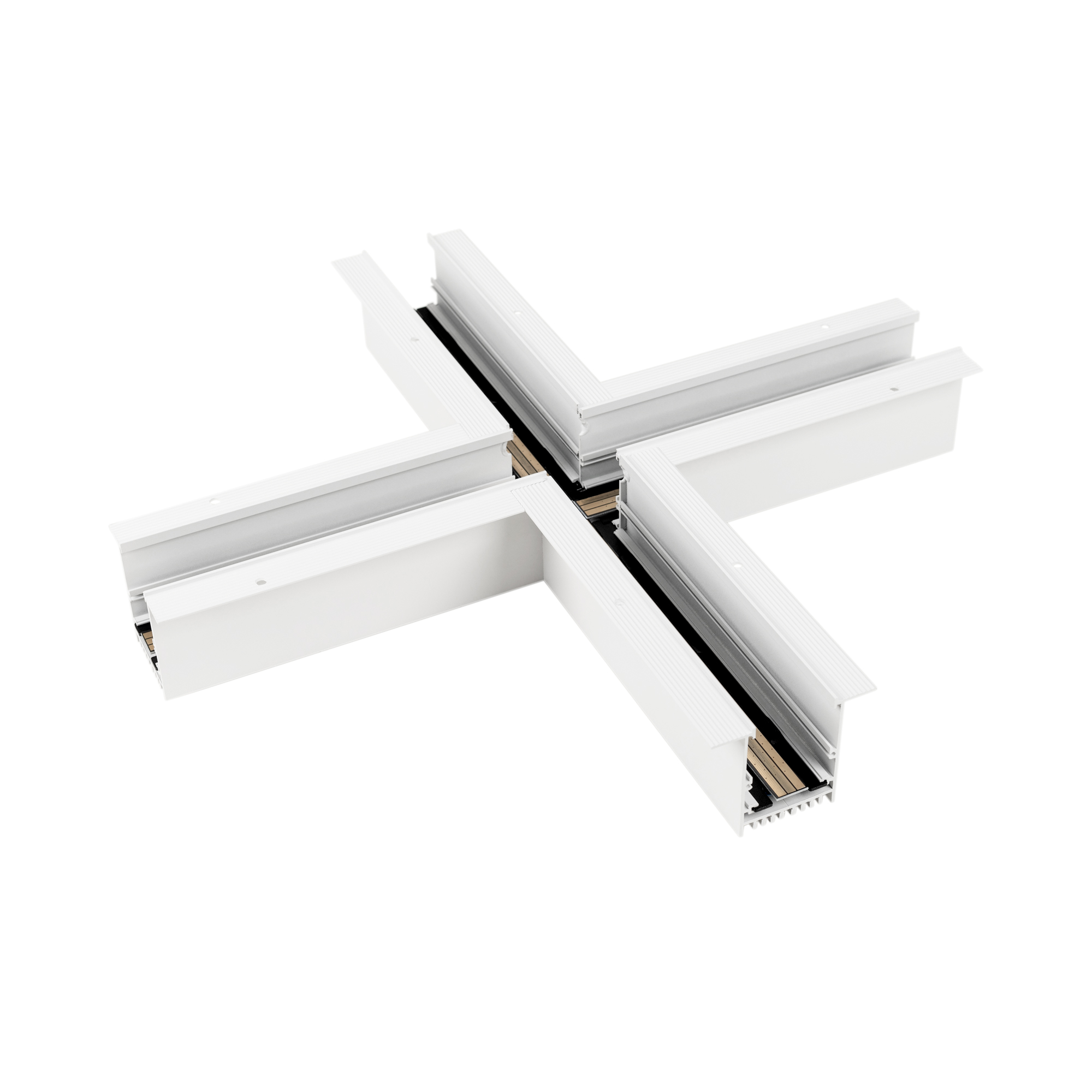 Коннектор крестовой MAG-CON-4560-F-X90 (WH) 026922 - Крестовой прямой коннектор для встраиваемого трека MAG-TRACK-4560-F. Материал алюминий, цвет белый. Размеры 415x415x75x60мм. DC24V. Аксессуары для соединения с треком приобретаются отдельно.