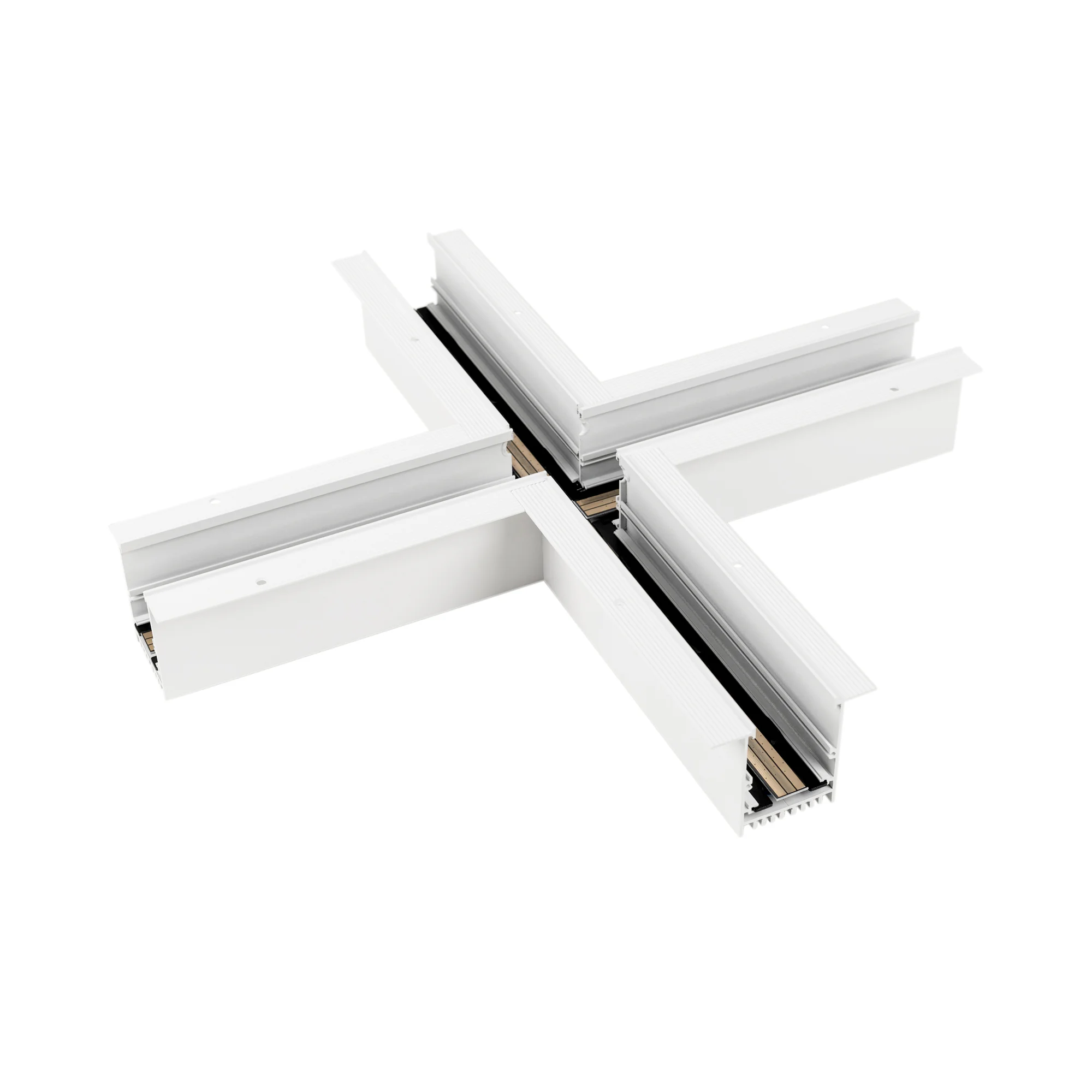 Коннектор крестовой MAG-CON-4560-F-X90 (WH) 026922 - Крестовой прямой коннектор для встраиваемого трека MAG-TRACK-4560-F. Материал алюминий, цвет белый. Размеры 415x415x75x60мм. DC24V. Аксессуары для соединения с треком приобретаются отдельно.