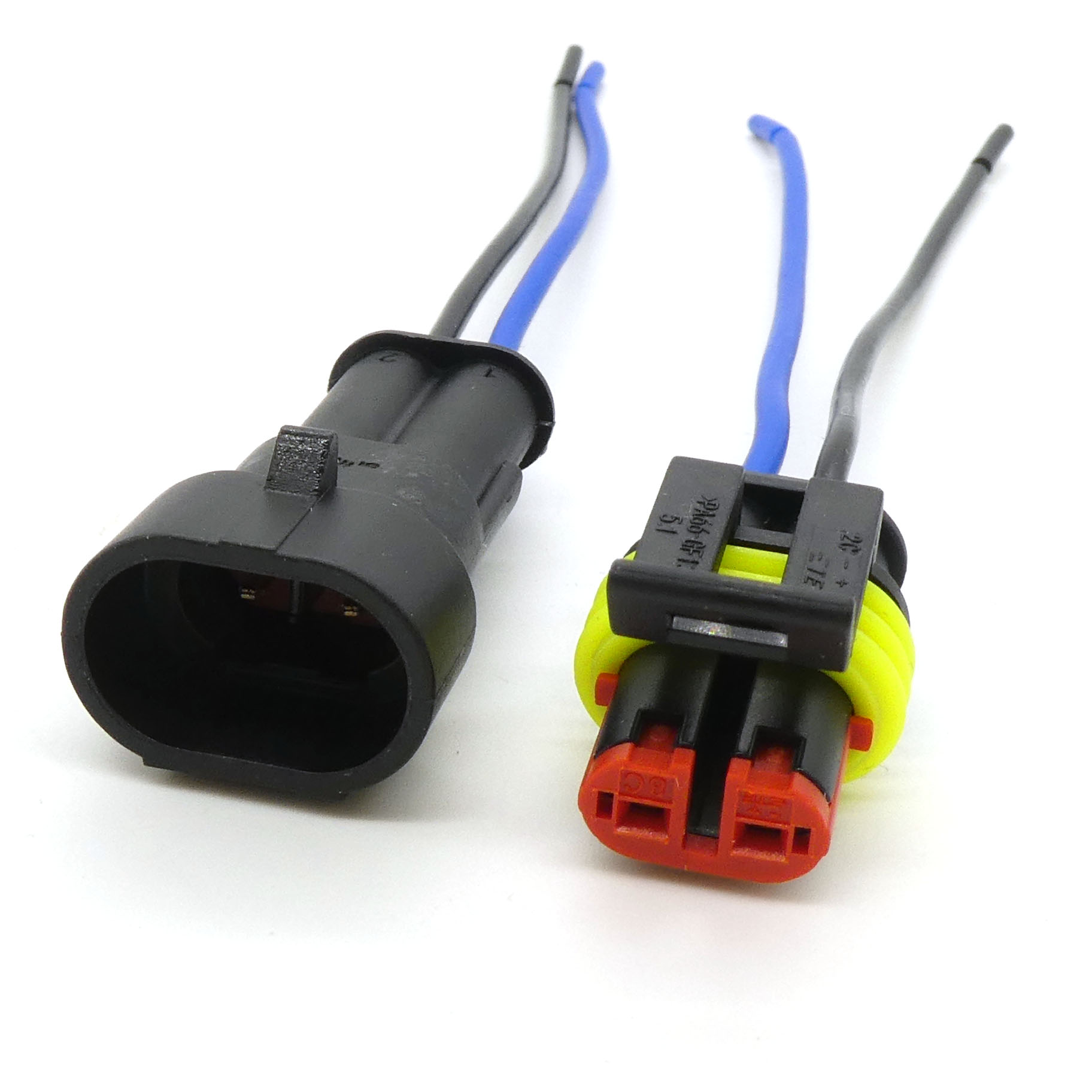 штекер+гнездо, 2контакта, IP66 - Колодка соединительная штырь + гнездо IP66 комплект с проводом 0.5 мм2,  2 контакта