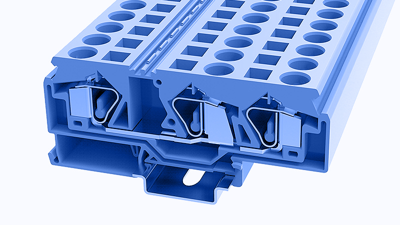 Проходная клемма WS16-TW-01P-12 - Проходная клемма, 3 тип фиксации провода: тип фиксации провода: пружинный, номинальное сечение: 16 мм кв., 76A, 800V, ширина: 12 мм, цвет: синий, тип монтажа: DIN35