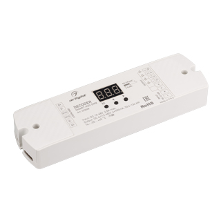 Декодер SMART-K20-DMX (12-48V, 4x700mA) 023828 - Декодер тока DMX512 для трансляции DMX512 сигнала ШИМ(PWM) устройствам, таким как светильники и мощные светодиоды. Питание 12-48VDC. 4 канала, ток нагрузки 4x700mA, мощность нагрузки 33.6-134.4W. Входной си