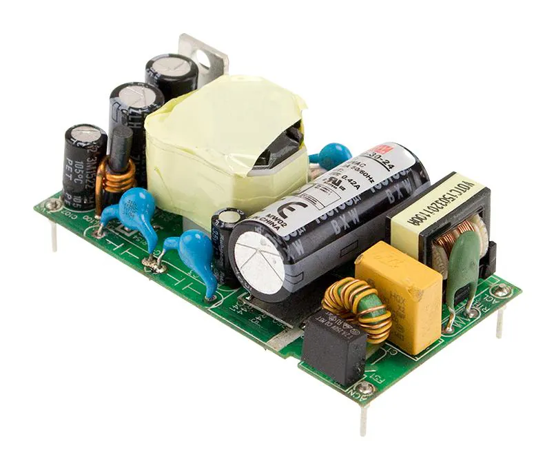 MFM-30-5 - AC-DC med, 30Вт, вход 80...264В AC 47...440 Гц, выход 5В/6А, изоляция 4000В AC, на плате 65.5х35х23мм, -40...+85°C