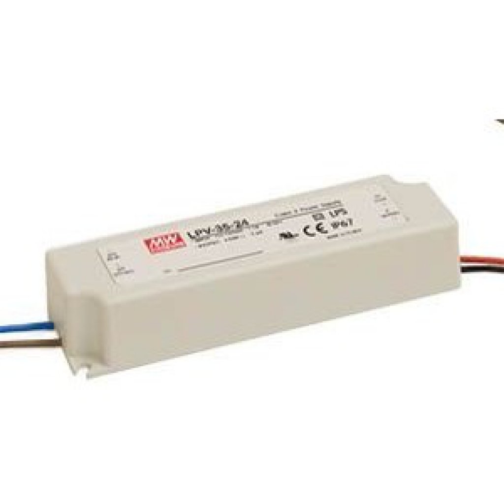LPV-35-24 - AC-DC, 30Вт, IP67, вход 90…264В AC, выход 24В/1,5А,изоляция 3000В AC, в кожухе 148х40х30мм, -30…+75°С