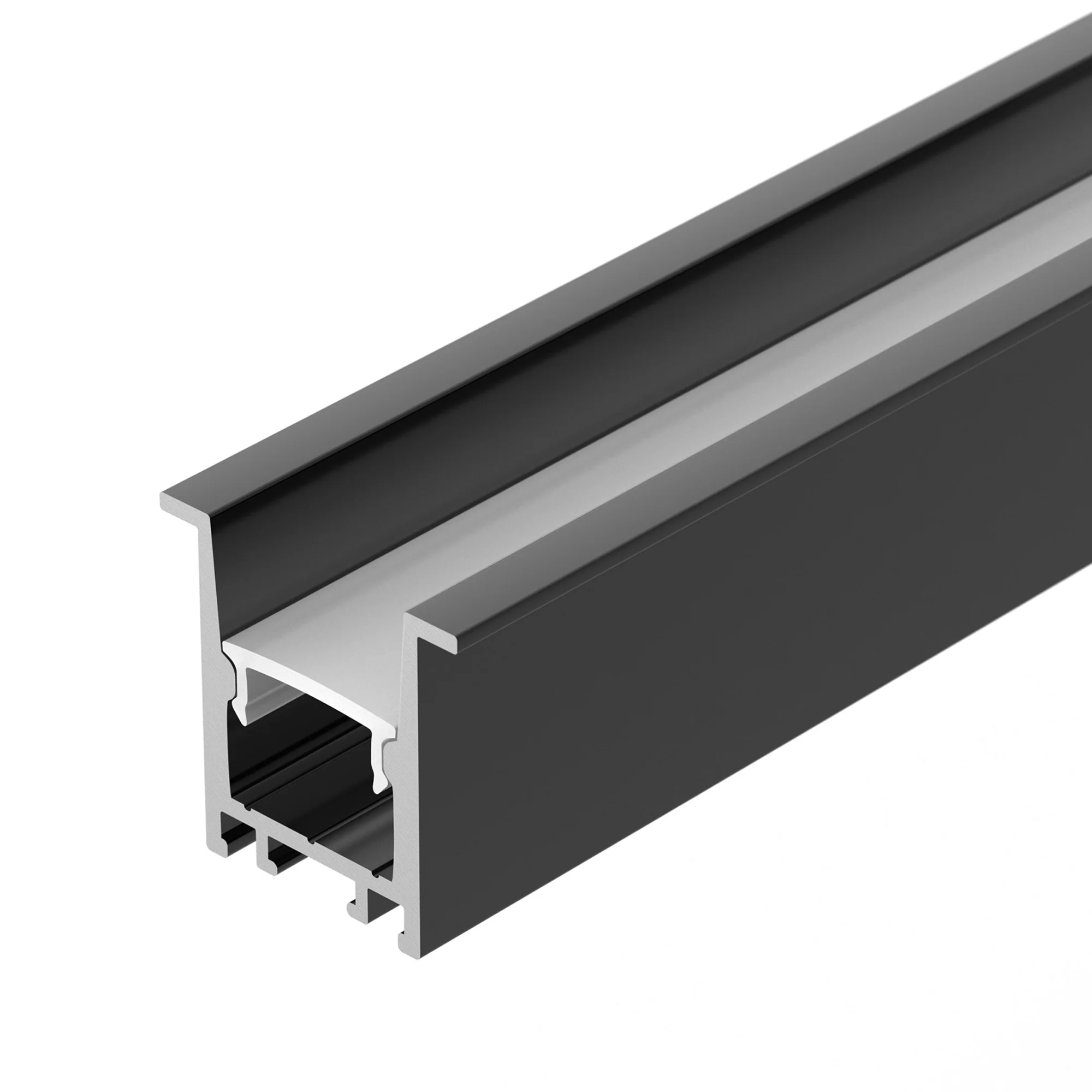 Профиль SL-COMFORT-2322-F-2000 ANOD BLACK 031771 - Алюминиевый анодированный профиль для светодиодных лент и линеек. Экран утоплен в плоскости профиля, что позволяет скрыть источник света от прямого контакта с глазами. Цвет - чёрный. Габаритные размеры (L