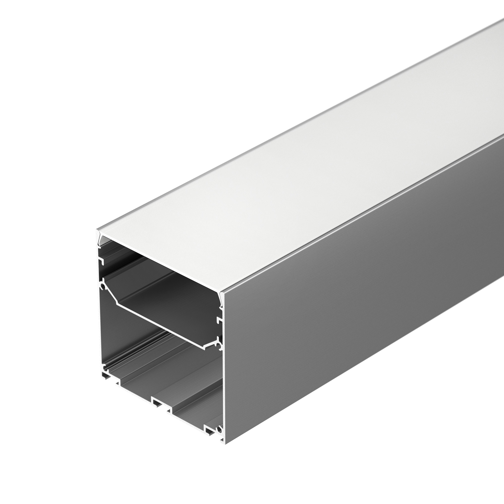 Профиль LINE-S-7575-2500 ANOD 041853 - Алюминиевый анодированный профиль для светодиодных лент и линеек. Габаритные размеры (LхWхH): 2500x75x75 мм. Ширина площадки для ленты 50 мм. Отсек для БП 72,5х33,3 мм. Экраны, заглушки и другие аксессуары приобретаю