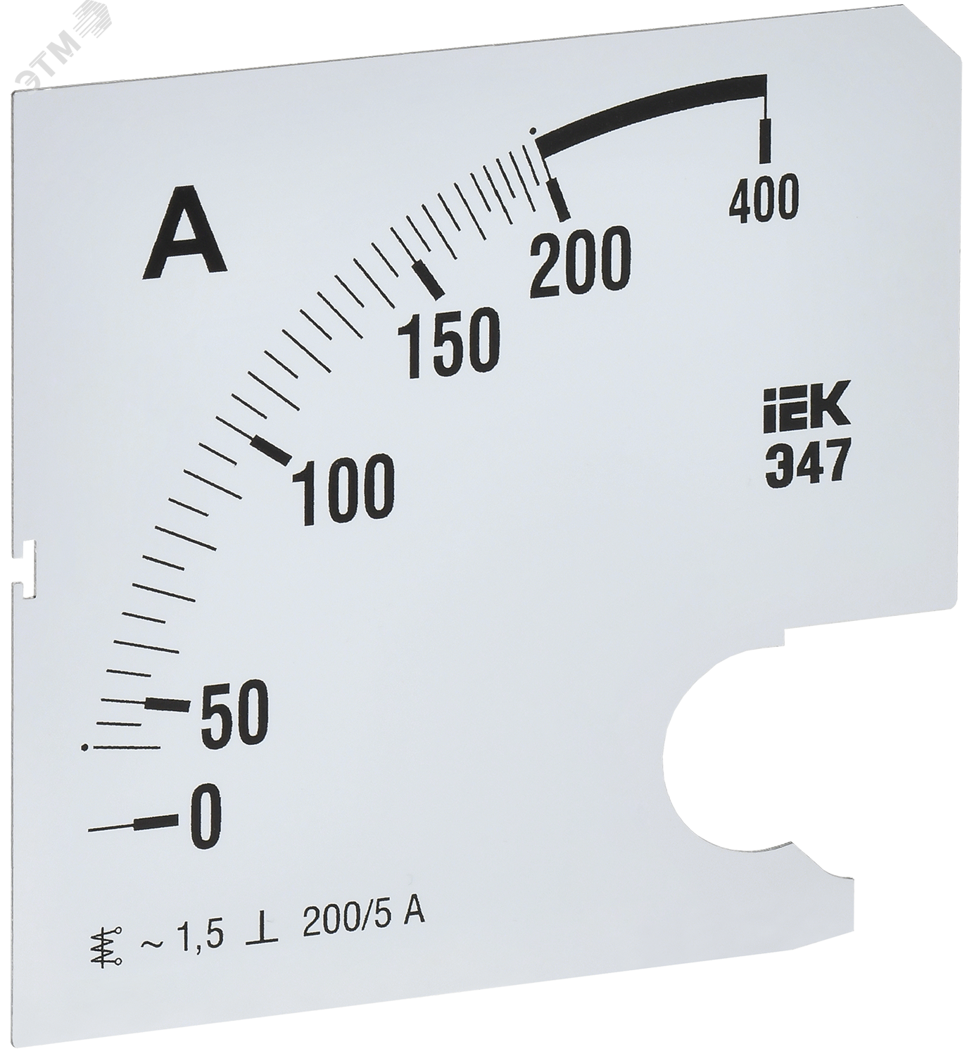 Шкала сменная для амперметра Э47 200/5А-1.5 96х96мм IPA20D-SC-0200