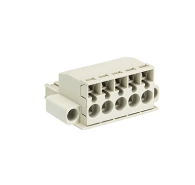 Розетка Wiecon 8213 BFK / 5 TOP K F - Розеточный разъем, угловой, на кабель, с монтажными фланцами, шаг 5,08 мм, 5 полюсов, номинальное сечение: 2,5 мм кв., пружинная фиксация провода, 400V, 12А, с маркировкой, цвет: серый, серия 8213 BFK F