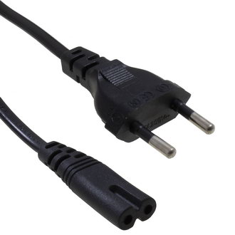Y001/CEE7/16 1.8M 2X0.75 BF - Шнур сетевой 2-х полюсный прямой, вилка CEE7/16 - розетка IEC C7, 1.8 м, 2x0.75 мм2, чёрный
