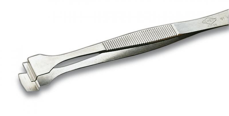 91SA - Стандартные «вафельные» пинцеты для поднятия 3” или 4” силиконовых вафель, специальная нержавеющая сталь, не магнитятся. Зазубренные зажимы, длина 125 мм, 15 гр