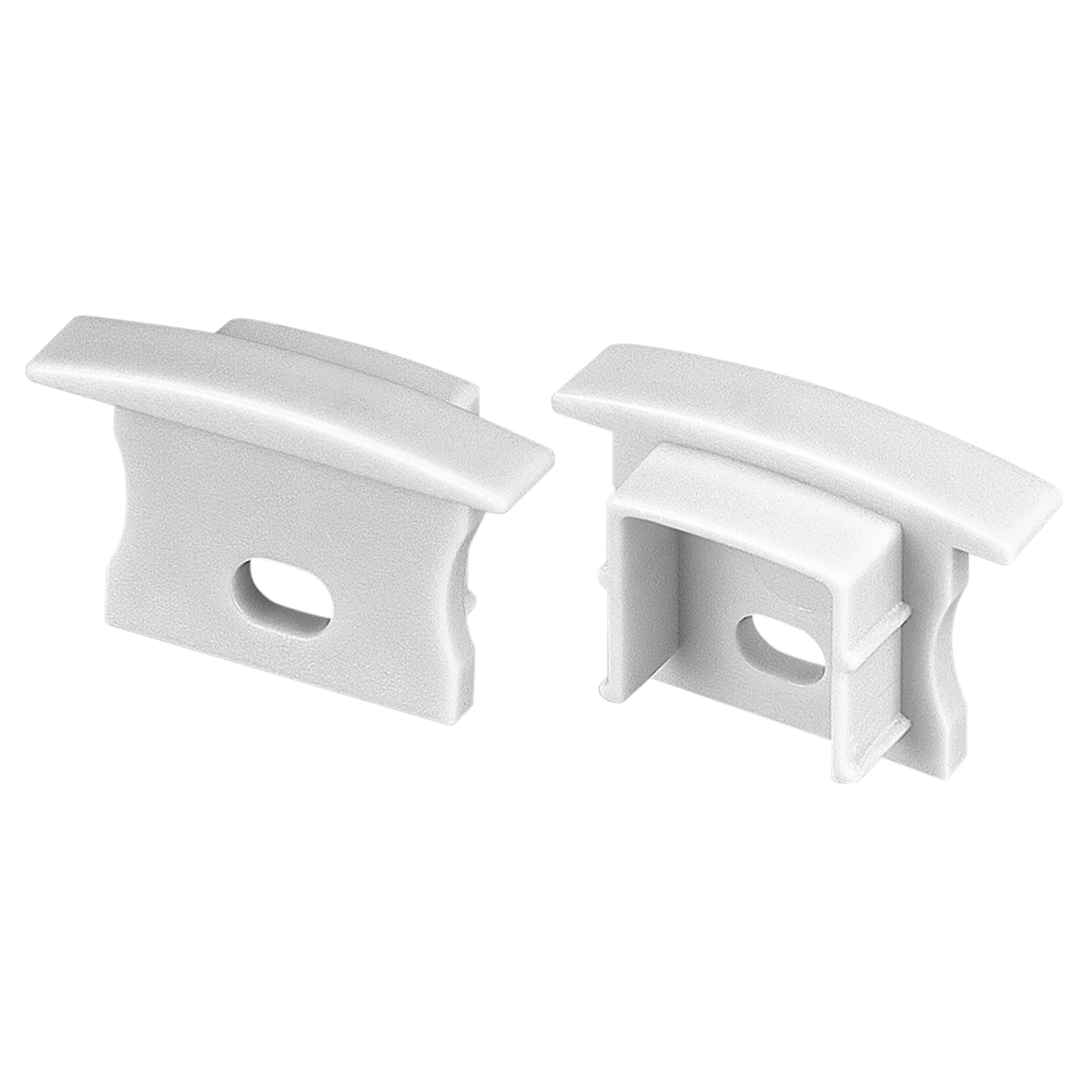 Заглушка LINE-2315-F с отверстием 044269 - Пара заглушек для профиля LINE-2315-F. Цвет - серебристый. Материал - пластик. В комплекте 2 заглушки с отверстиями.