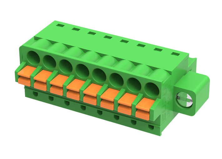 Розеточный разъем на кабель MC-RJ3.5H23P-K-0001 - Розеточный разъем, прямой, на кабель, шаг: 3.5 мм, 23 полюса, фиксация провода Push-In исполнение: с монтажными фланцами, 160V, 8A, цвет: зеленый