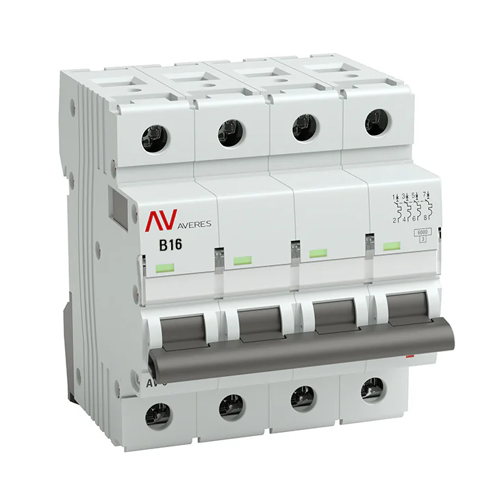 Выключатель автоматический AV-6 4P 16A (B) 6kA AVERES
