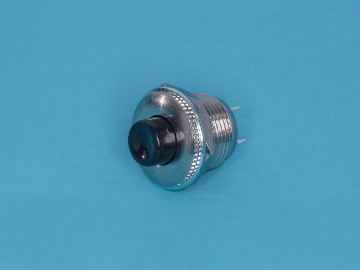 PSW-3-B - Кнопка круглая 6мм 220В 0,3А, крепление гайка, НР, черная