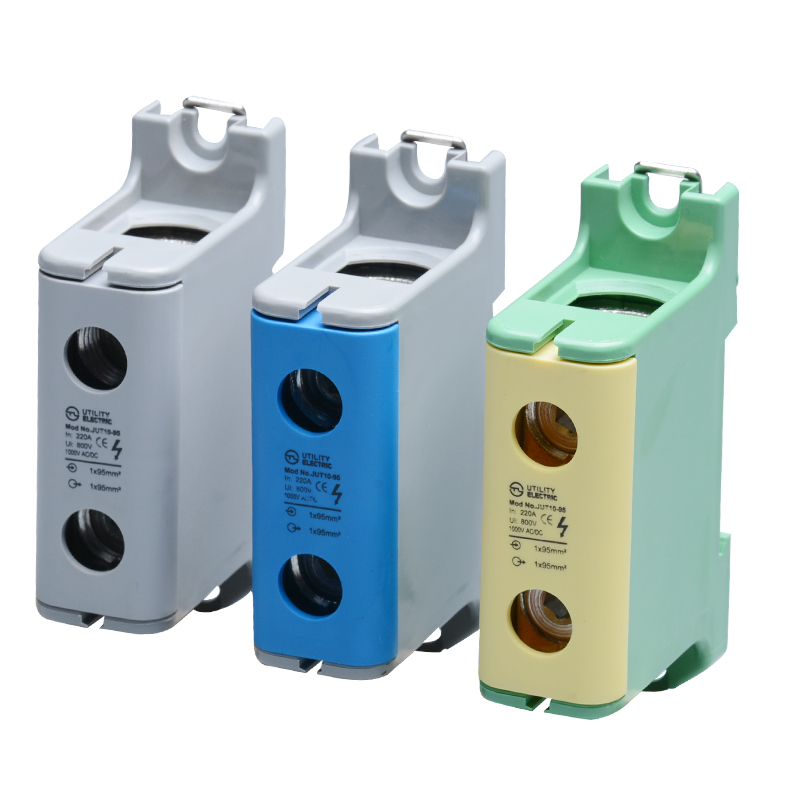 Силовая клемма JUT10-95PE - Силовая заземляющая клемма, тип фиксации провода: винтовой, номинальное сечение: 95 мм кв., 1000V, 245A, ширина: 82 мм, цвет: желто-зеленый, тип монтажа: DIN35