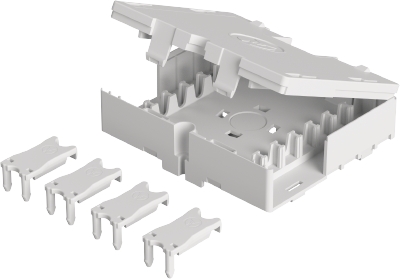 Коробка распред.GST18 LEER 99.508.0028.0 - Пустой корпус распределительной коробки GST18 LEER, для установки до 4-х разъемов GST18I3, защелки в комплекте, цвет: черный серия gesis GST18