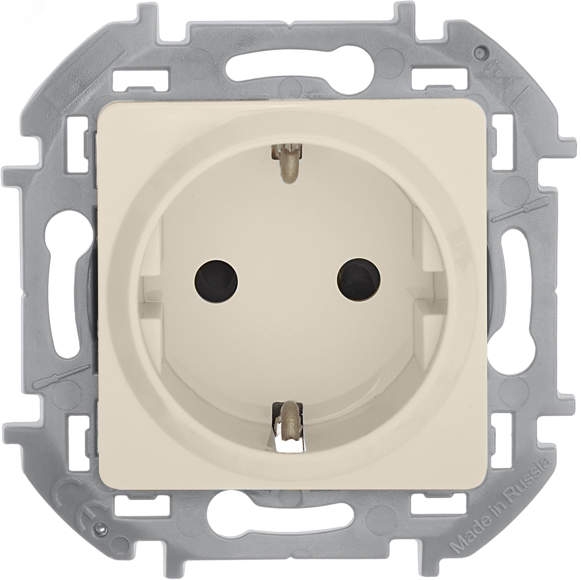 Розетка 1-м СП Inspiria 16А IP20 250В 2P+E защ. шторки немецк. стандарт механизм сл. кость Leg 673731