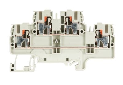 Клемма сдв WTP 2,5/4 E - Этажная клемма, тип фиксации провода: push in, номинальное сечение: 2,5/4 мм кв., 24A, 500V, ширина: 5 мм, цвет: серый, тип монтажа: DIN 35