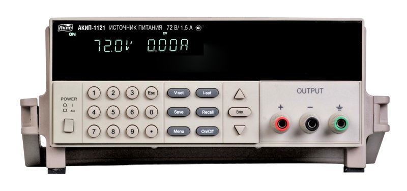 АКИП-1121 - Источник питания постоянного тока 108Вт, 1 канал 0-72В/1.5А, дискретность  10мВ/ 10мА
