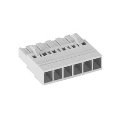Розетка Wiecon 8113 BK / 6 OB - Розеточный разъем, на кабель, прямой, шаг 5,00 мм, 6 полюсов, номинальное сечение: 2,5 мм кв., обжимная фиксация провода, поставляется без контактов, 400V, 12А, без маркировки, цвет: серый, серия 8113 BK