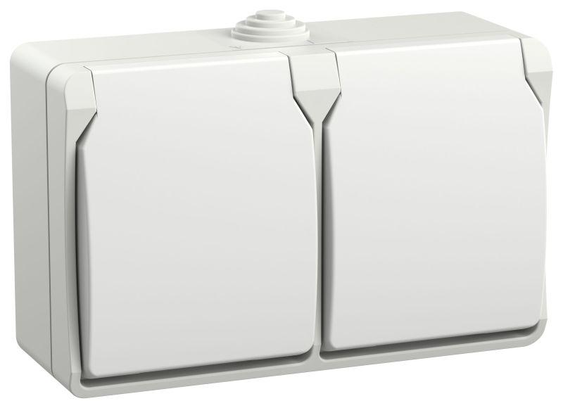 FORS Розетка 2-местная с заземлением для открытой установки 16А IP54 РСб22-3-ФБ белый ERS22-K01-16-54-DC