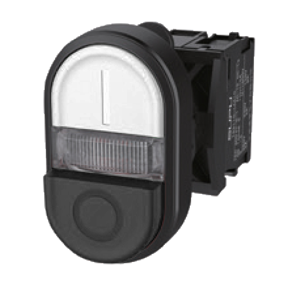 Селекторный переключатель (бел/черн) TS2510-0MM56-S10 - Двухпозиционный кнопочный переключатель (плоский верх/выпуклый низ), плоский верх/выпуклый низ, без подсветки, пластиковое переднее кольцо, с мгновенным нажатием, с контактной группой 1NO, размер гол