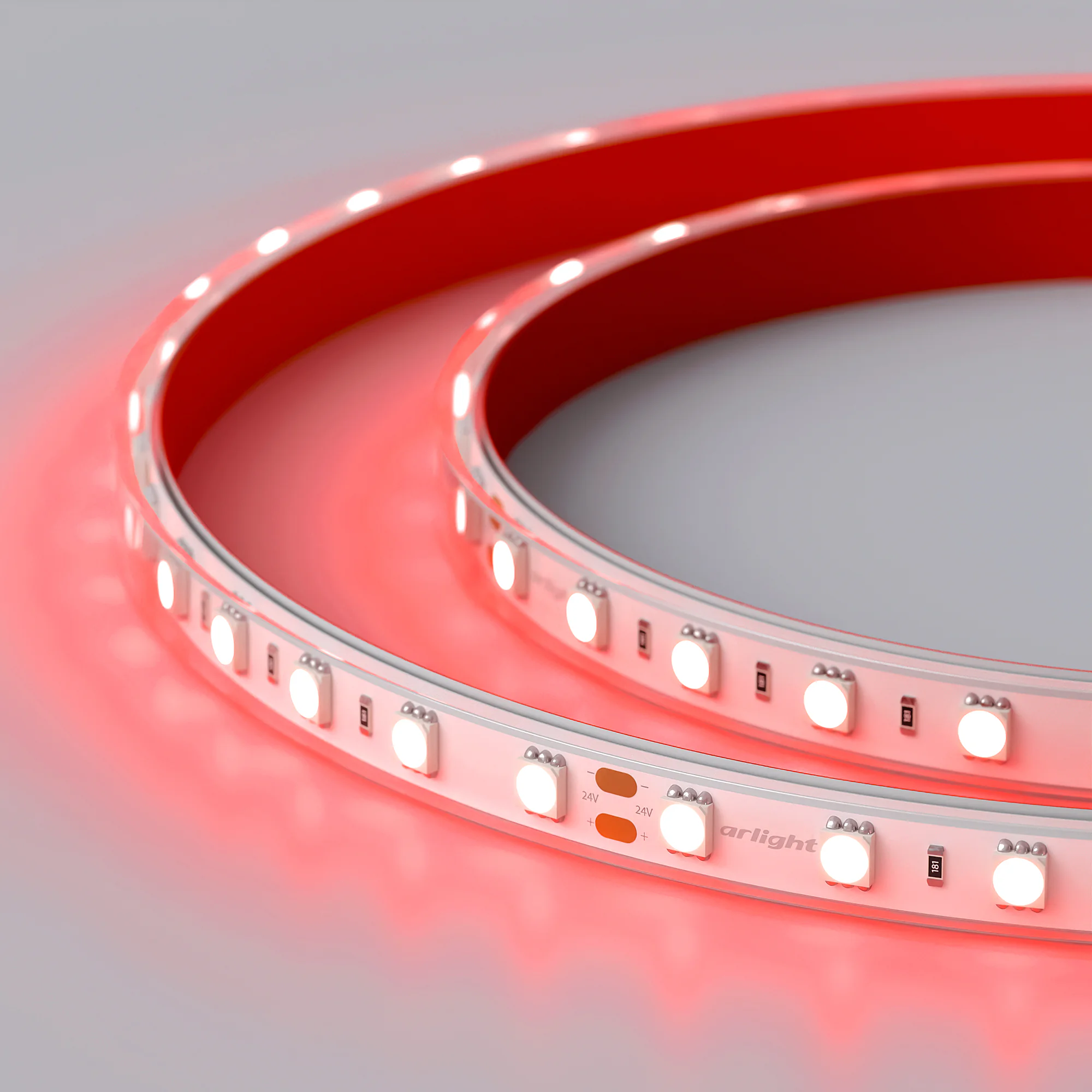 Лента герметичная RTW-PFS-B60-13mm 24V Red (14.4 W/m, IP68, 5060, 5m) 036463 - Светодиодная лента RTW-PFS-B60, герметичная IP68 (PFS-полная силиконовая экструзия). Светодиоды 5060, 60 шт/м (300 шт на 5 м), белая плата, ширина 13 мм, скотч 3M. КРАСНЫЙ, уго