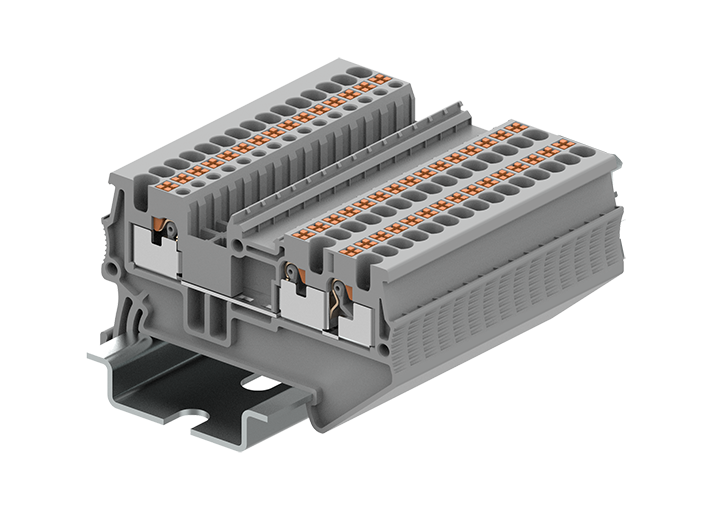 Проходная клемма TP1.5-3-GY - Проходная клемма, 3 точки подключения, тип фиксации провода: push-in, номинальное сечение: 1,5 мм кв., 17,5A, 500V, ширина: 3,5 мм, цвет: серый, тип монтажа: DIN 35