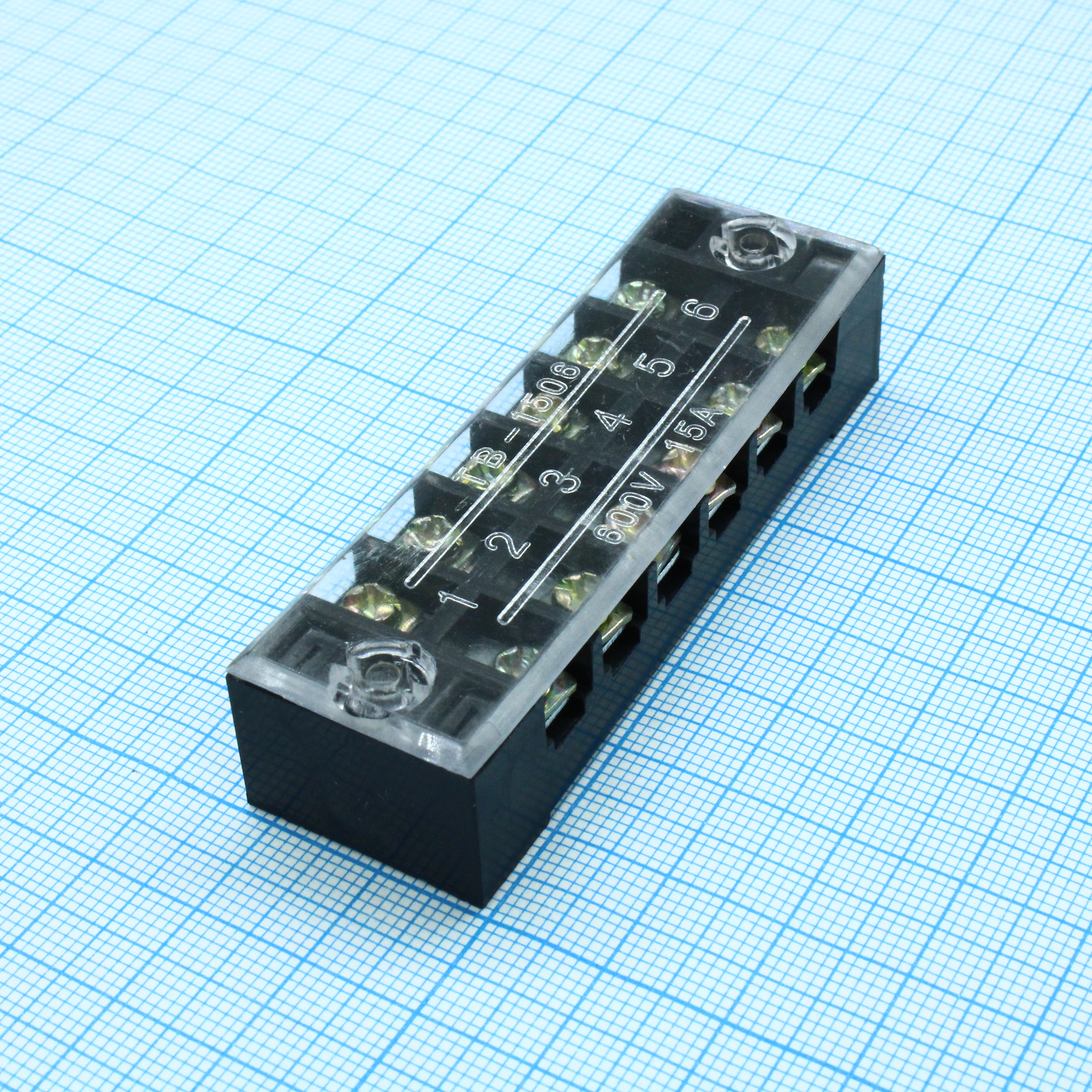 TB-1506 - Клеммная колодка винтовая с крышкой 12 контактов (2х6) М3, AWG14, 2мм2, 15А 600В
