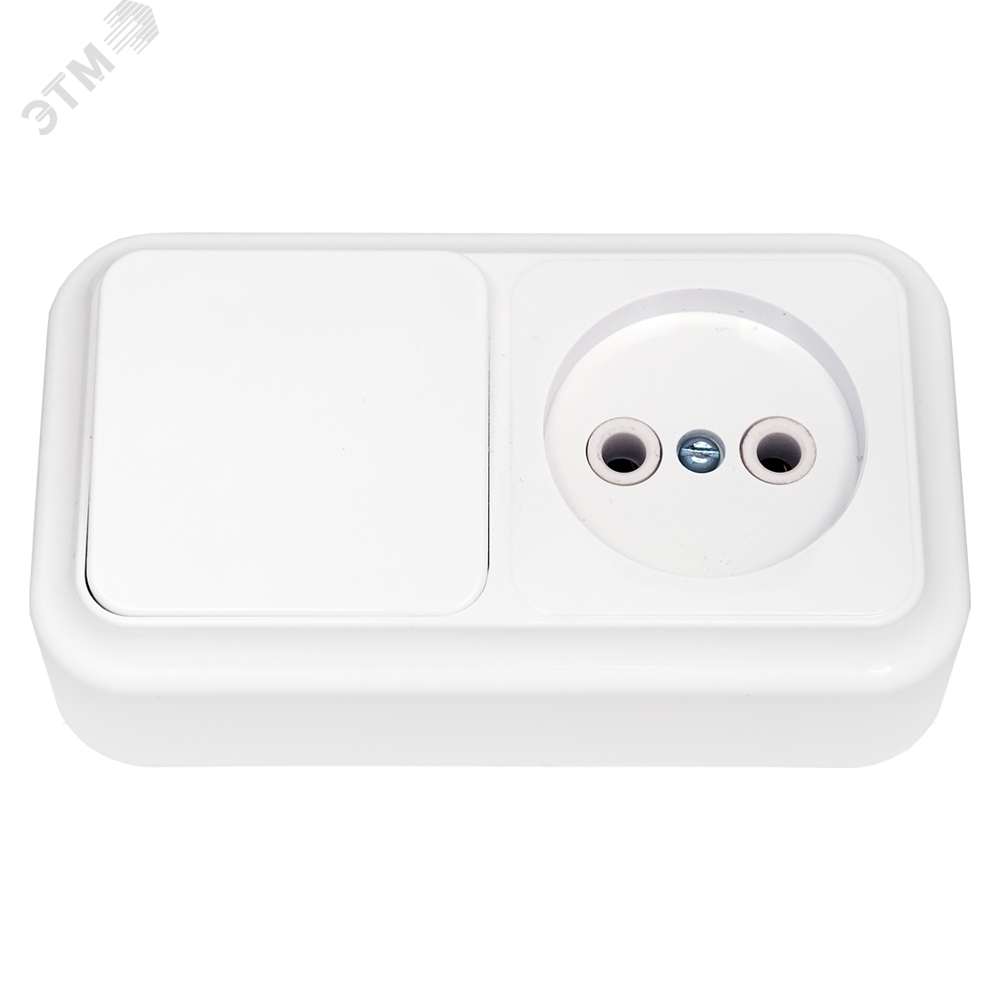 Беларусь Блок наружный: выключатель одноклавишный + розетка без заземления Пралеска Блок В-РЦ-521