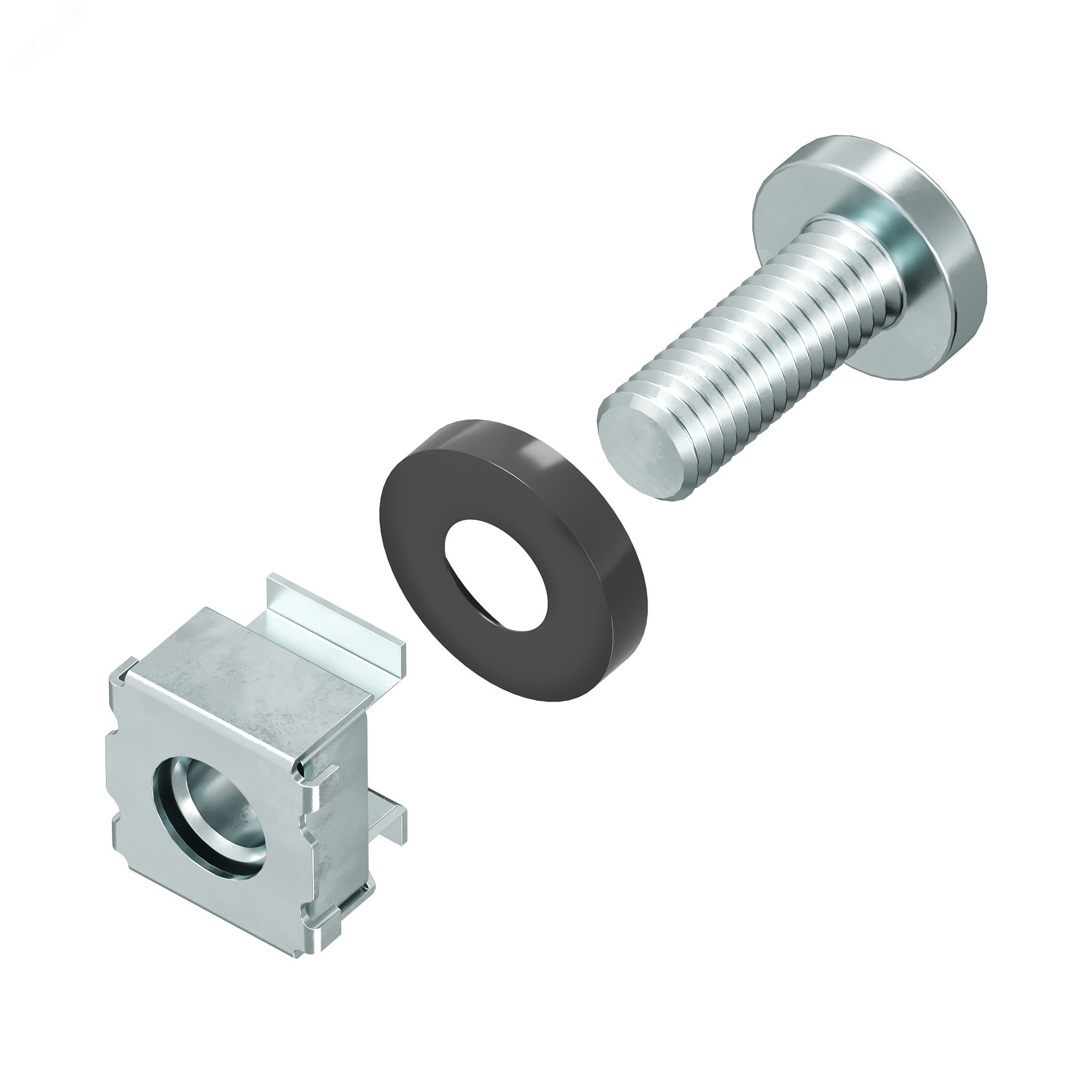 Комплект крепежный для установки 19дюймового профиля в шкаф:Винт, шайба, гайка - комплект крепления 50 шт R5CNS50