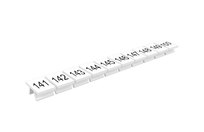Маркировка 306801/141...150 - Маркировочные шильдики для клемм TU/TP/TC, сечением 4 мм кв., 10 шильдиков, нанесенные символы: 141...150, с горизонтальным, расположением, цвет белый