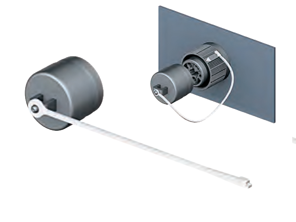 Заглушка COVER RST MINI Z6.561.6853.0 - Защитная крышка контактной группы неиспользуемого розеточного разъема gesis RST MINI, 4/5 полюса, с защитой от утери (поводок), цвет: белый,