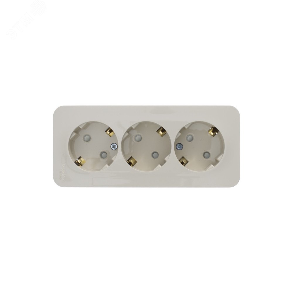 Розетка 3-м ОП Blanca 16А IP20 250В с заземл. защ. шторки с изолир. пластиной беж. SE BLNRA011317