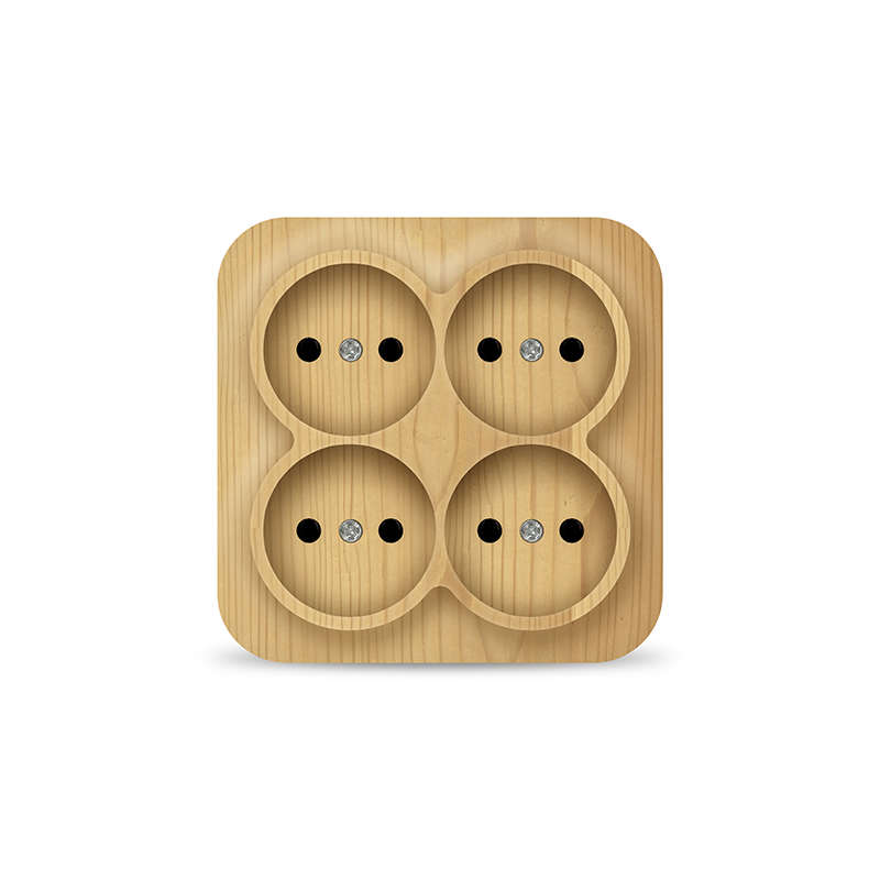 Розетка 4-м ОП 10А IP20 квадрат. без заземл. сосна 1458