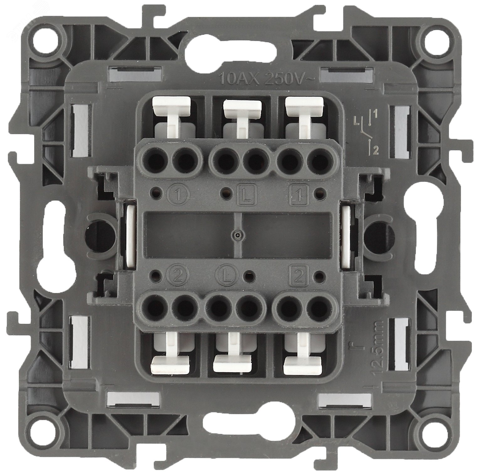 12-1106-01 Переключатель двойной, 10АХ-250В, IP20, 2, белый (10/100/3200) Б0014663
