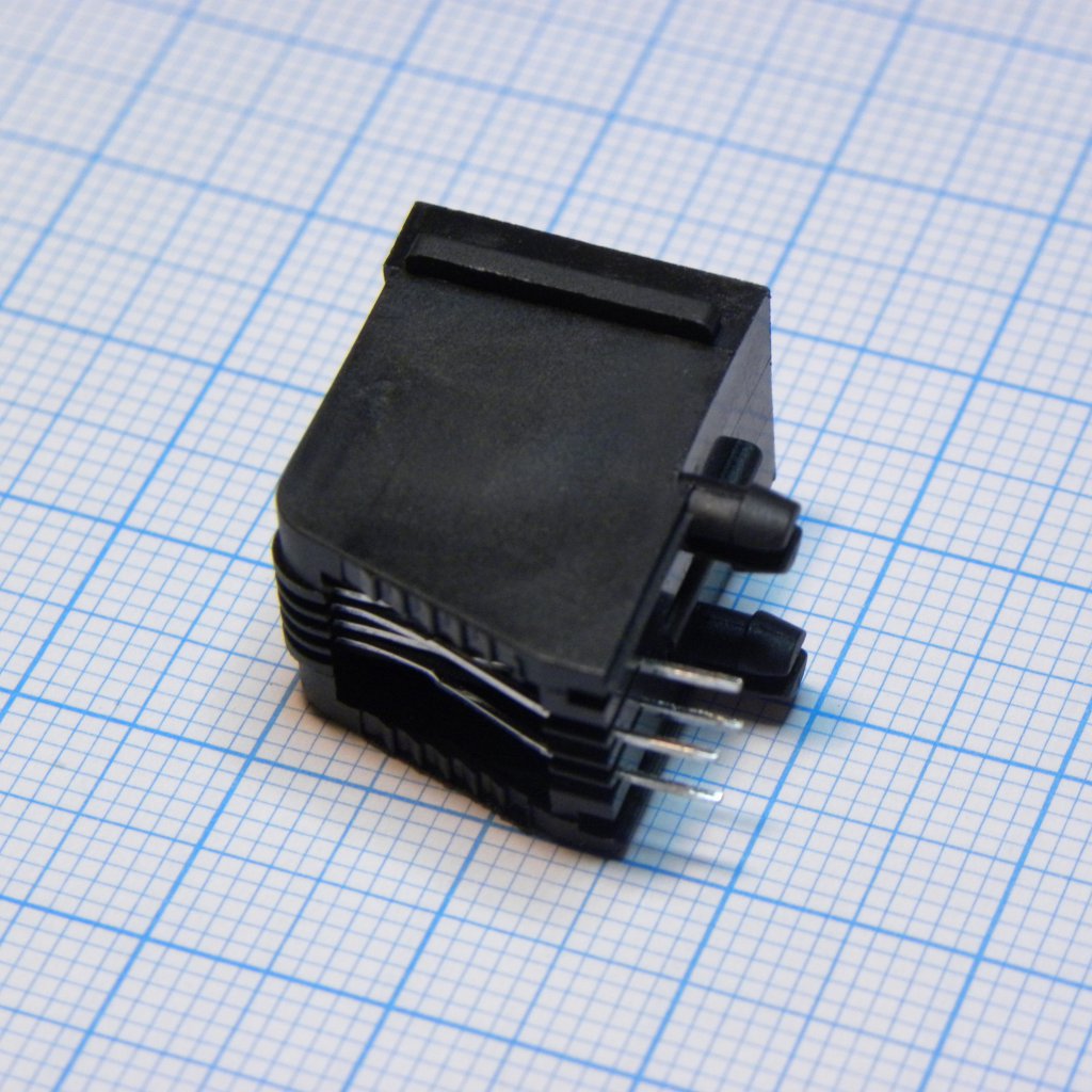 KLS12-143-4P4C-W-1-01 - PCB Modular Jack 57 Series,4P4C,With Panel,Black,Fu"