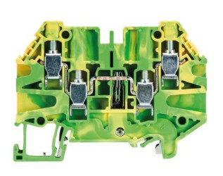 Клемма WT 4 D2/2 PE - Этажная заземляющая клемма, тип фиксации провода: винтовой, номинальное сечение: 4 мм кв., 500V, ширина: 6 мм, цвет: желто-зеленый, тип монтажа: DIN 35