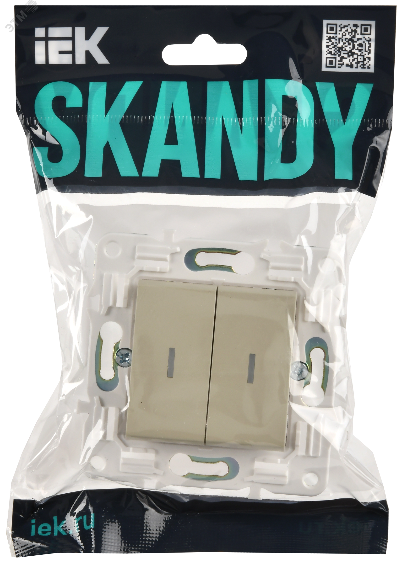 SKANDY Выключатель 2-клавишный с индикацией 10А SK-V09B бежевый IEK SK-V20-1-10-K10