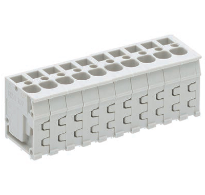 Клемма Wiecon 8258 / 10 TOP V OB - Клемма на печатную плату, подвод кабеля сверху, 10 полюсов, шаг: 5,08 мм, пружинная фиксация провода, без маркировки, 300V, 16А, цвет: серый, серия 8258 TOP V/H