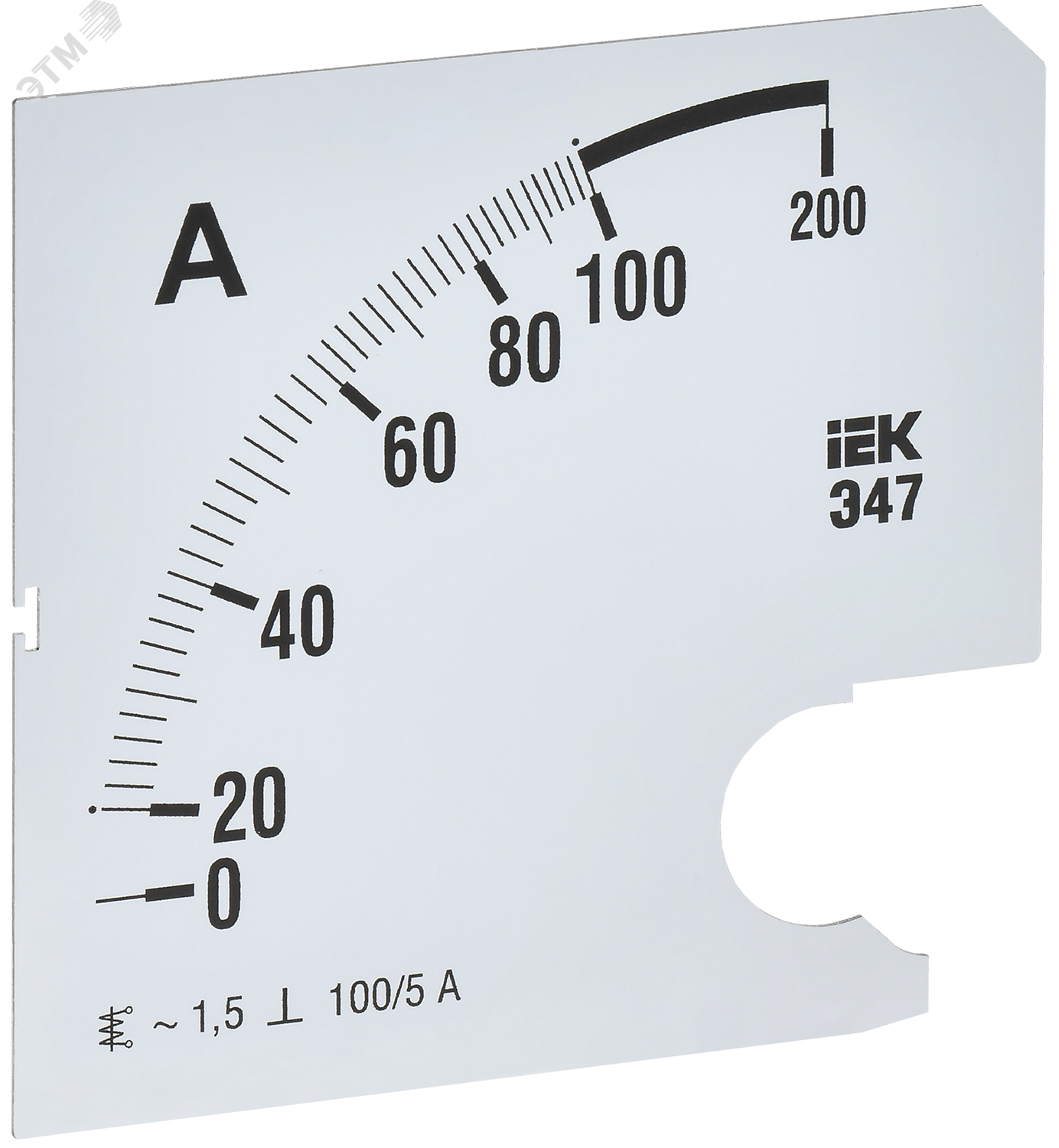 Шкала сменная для амперметра Э47 100/5А-1.5 96х96мм IPA20D-SC-0100