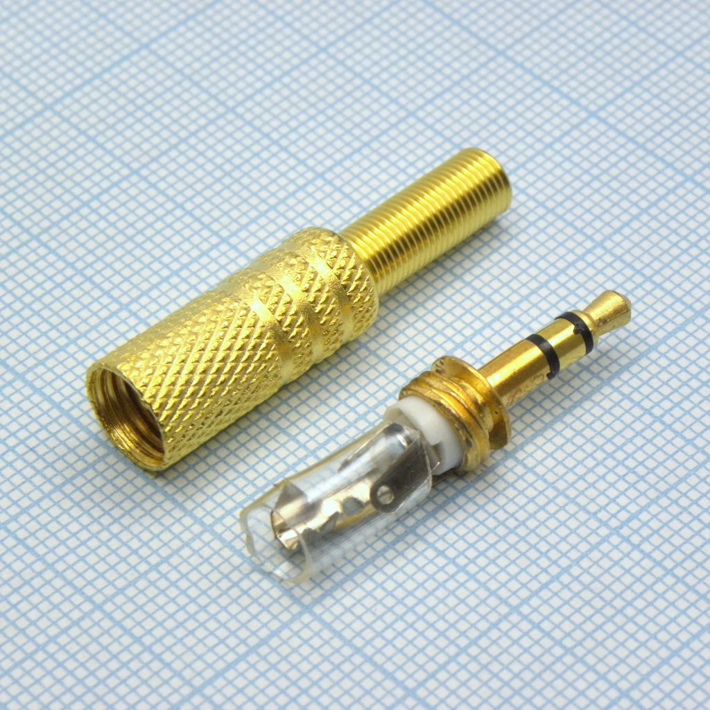 TRS 3.5 (mini plug) штекер металл gold - Стерео аудио штекер 3.5 мм