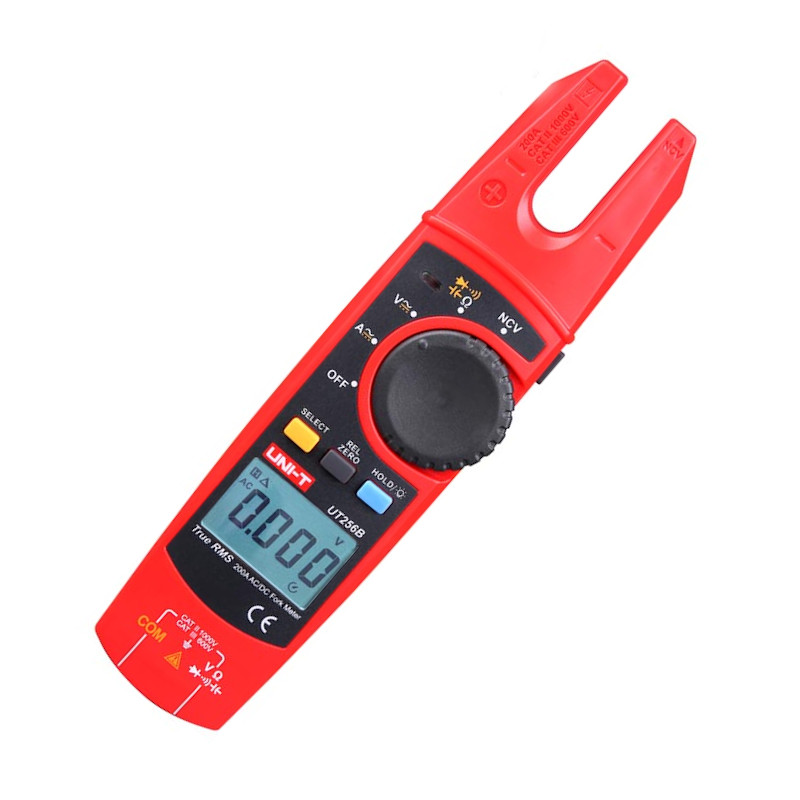 UT256B - Токоизмерительные клещи вилочного типа, True RMS, NCV, постоянный и переменный ток до 200А, 750В, 60МОм, емкость, частота
