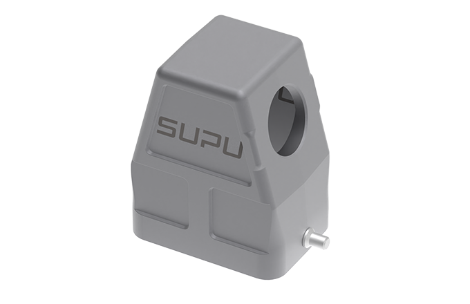 Крышка разъема S6B-SEH-2B-M25 - Крышка разъема на кабель, типоразмер 6B, высокое исполнение, без уплотнителя, 1 отверстие с резьбой для кабельных вводов M25x1,5, с боковым расположением, без защелки (упоры под одну защелку), материал корпуса: алюминиевый 