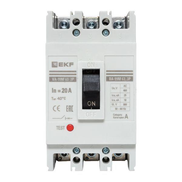 Выключатель автоматический 3п 63/20А 25кА ВА-99М PROxima mccb99-63-20m
